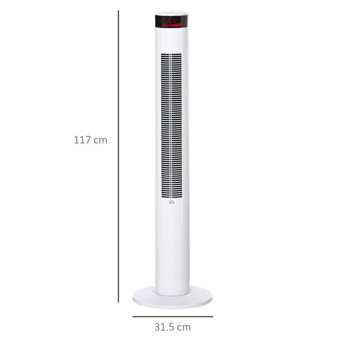  Ventilator Coloana cu 3 Viteze si 4 Moduri, Timer de12h, Panou LED si Telecomanda, Alb [3]
