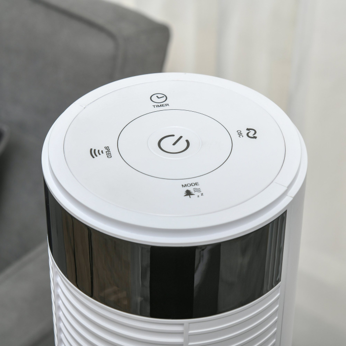  Ventilator Coloana cu 3 Viteze si 4 Moduri, Timer de12h, Panou LED si Telecomanda, Alb [8]