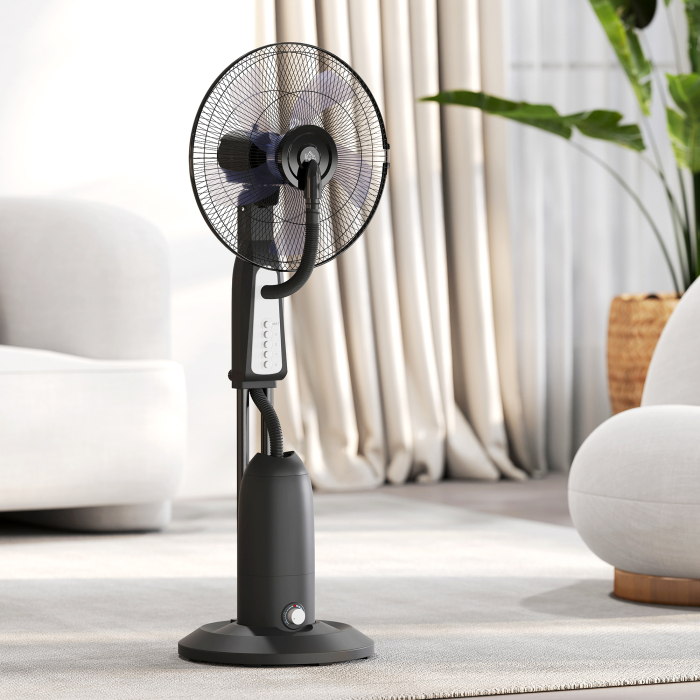  Ventilator cu cu Pulverizare de Apa Reglabil, 3 Viteze si Oscilatie 75° Negru [8]