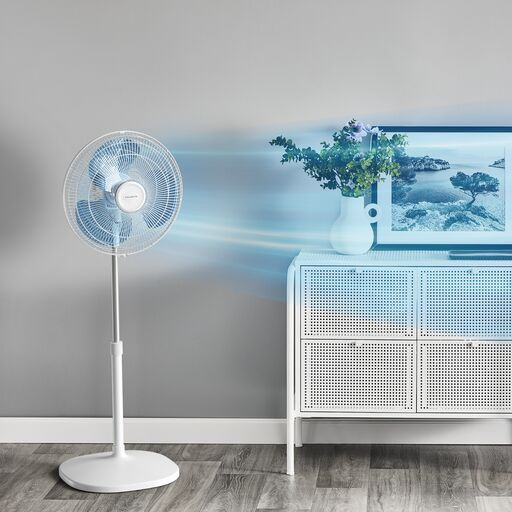 Ventilator cu picior Essential+ VU4410F2, putere 45 W, 3 trepte de putere, design compact, consum redus de energie, , alb [6]
