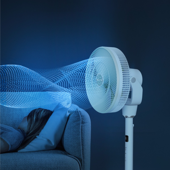 Ventilator cu picior Rowenta Turbo Silence Compact 3D Nomad QV5050F0, 20 W, 3 moduri automate, 20 trepte de viteza, telecomanda inclusa, inaltime ajustabila, motor Effitech, timer, cronometru, alb [3]