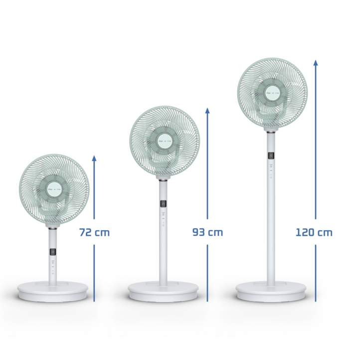 Ventilator cu picior Rowenta Turbo Silence Compact 3D Nomad QV5050F0, 20 W, 3 moduri automate, 20 trepte de viteza, telecomanda inclusa, inaltime ajustabila, motor Effitech, timer, cronometru, alb [15]