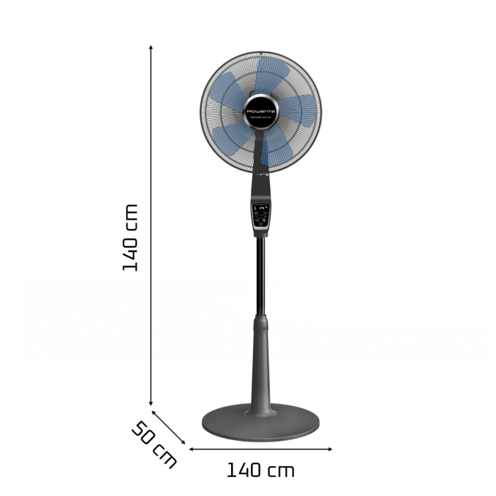 Ventilator cu picior Rowenta Turbo Silence Extreme VU5677F0, 34 W, 10 trepte de viteza, oscilatie multidirectionala automata, oprire automata, motor Effitech, telecomanda, timer, cronometru, inaltime  [13]