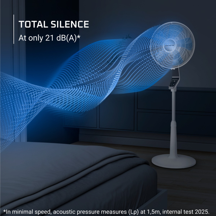 Ventilator cu picior Rowenta Turbo Silence Extreme VU5677F0, 34 W, 10 trepte de viteza, oscilatie multidirectionala automata, oprire automata, motor Effitech, telecomanda, timer, cronometru, inaltime  [3]