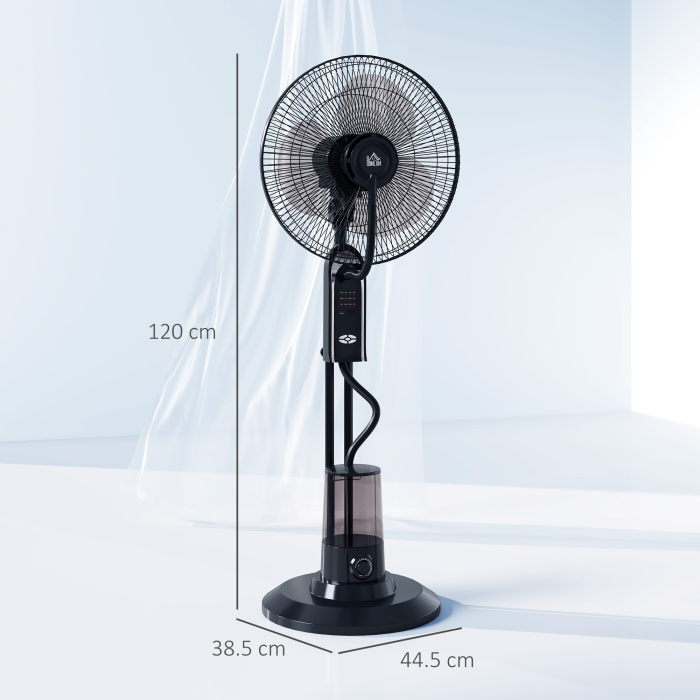  Ventilator cu Pulverizare de Apa, 3 Viteze si 3 Moduri cu Telecomanda, Negru [3]