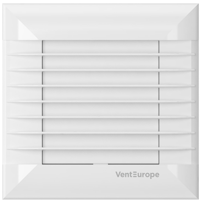 Ventilator de perete VentEurope AUTO100, patrat, diametru 100 mm, debit 85 mc/h, 16W, IP24, jaluzele automate, silentios, Alb [2]