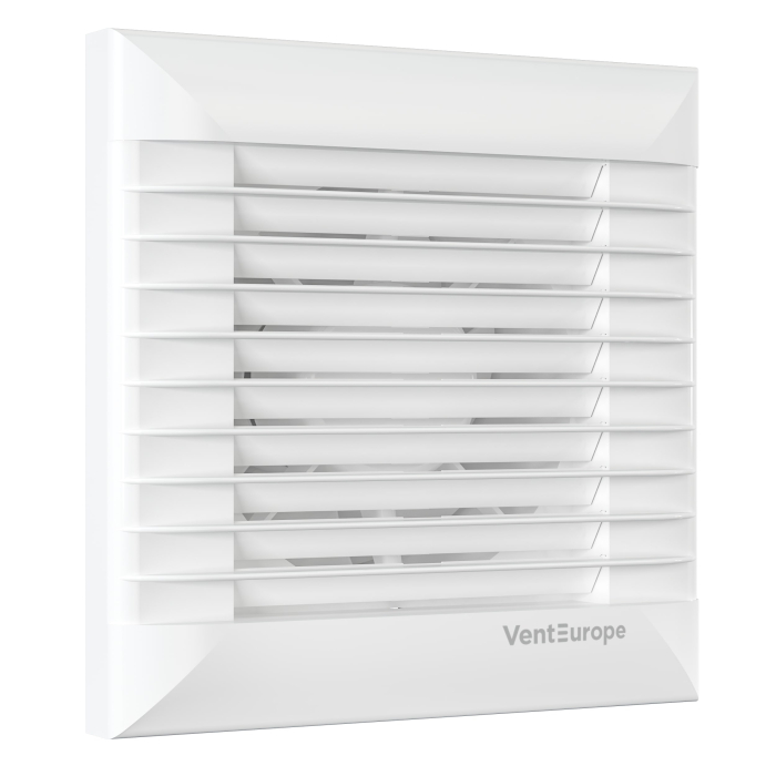 Ventilator de perete VentEurope AUTO100, patrat, diametru 100 mm, debit 85 mc/h, 16W, IP24, jaluzele automate, silentios, Alb [1]