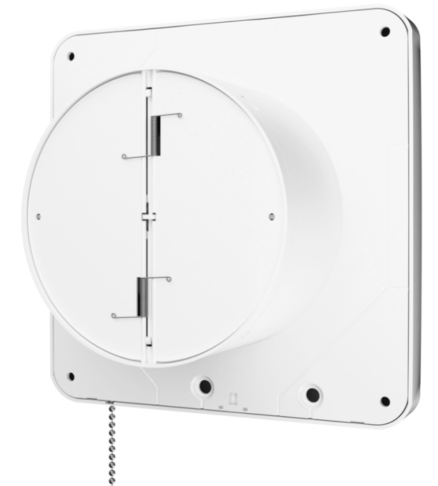 Ventilator de perete VentEurope CLASSIC125BDPS, patrat, cu clapeta antiretur, snur pornire/oprire, indicator luminos, diametru 125 mm, debit 183 mc/h, 16W, IP24, Alb [4]