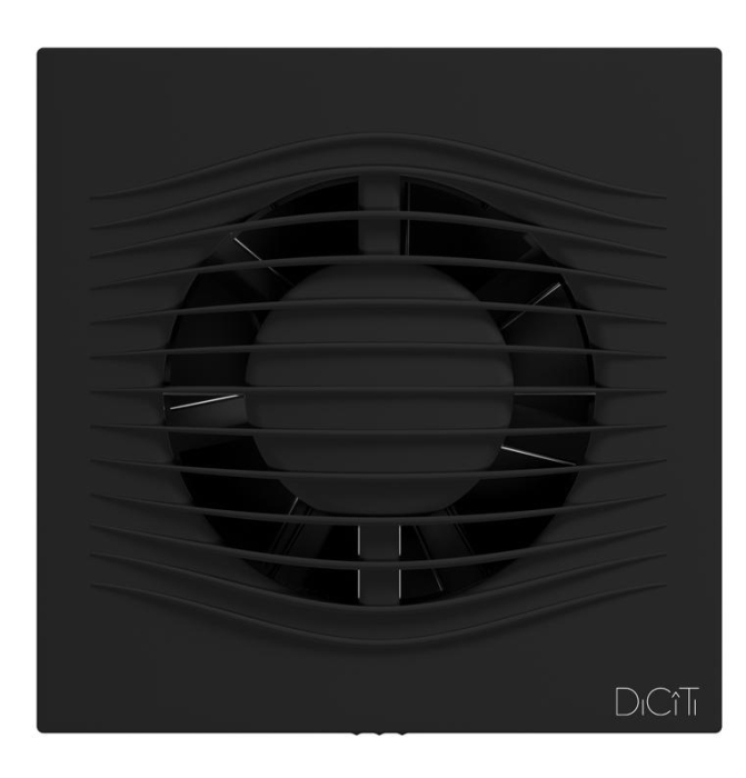 Ventilator de perete VentEurope ELEGIA100BDBM, patrat, diametru 100 mm, debit 100 mc/h, 7.8W, IP45, motor cu rulmenti, silentios, Negru Mat [1]