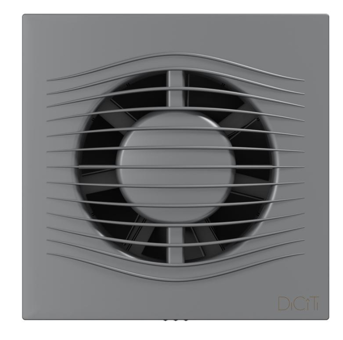 Ventilator de perete VentEurope ELEGIA100BDGM, patrat, diametru 100 mm, debit 100 mc/h, 7.8W, IP45, motor cu rulmenti, silentios, Gri Metal [1]