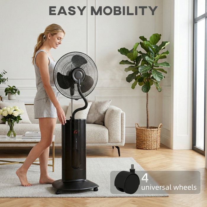  Ventilator de Podea 3 in 1 Oscilant cu Nebulizator de Apa, Telecomanda si Timer 9h, 45x38x130 cm, Negru [9]