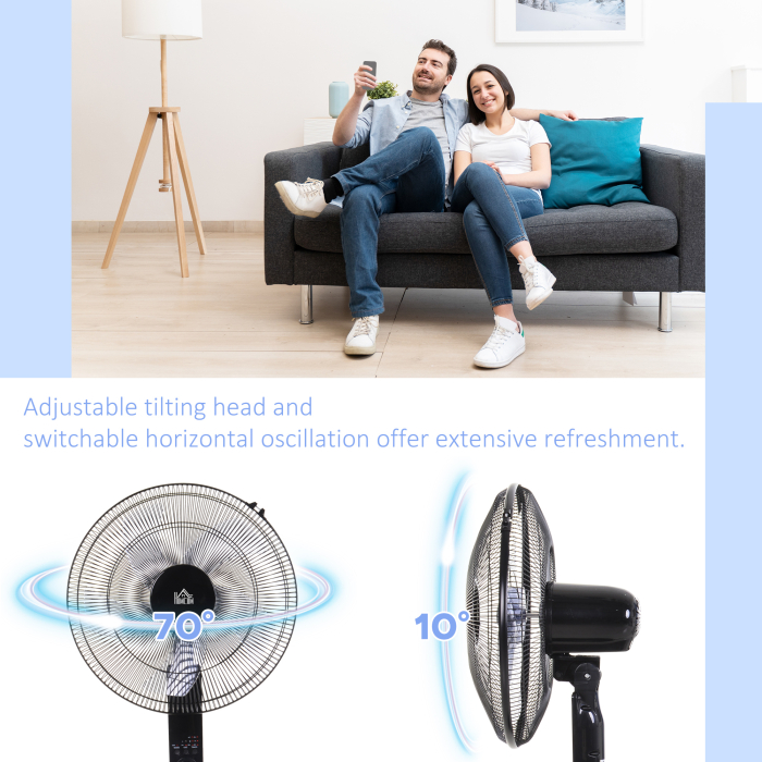 , Ventilator de Podea, Cu Telecomanda, Metal, Plastic,44,5 x 44,5 x 124 cm, Negru [4]