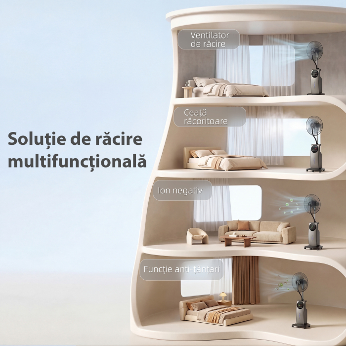 , Ventilator de Tip Coloana, Cu Pulverizare de Apa, ABS, Metal, 50 x 39 x 138 cm, Maro [4]