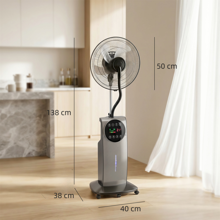 , Ventilator de Tip Coloana, Cu Pulverizare de Apa, ABS, Metal, 50 x 39 x 138 cm, Maro [3]