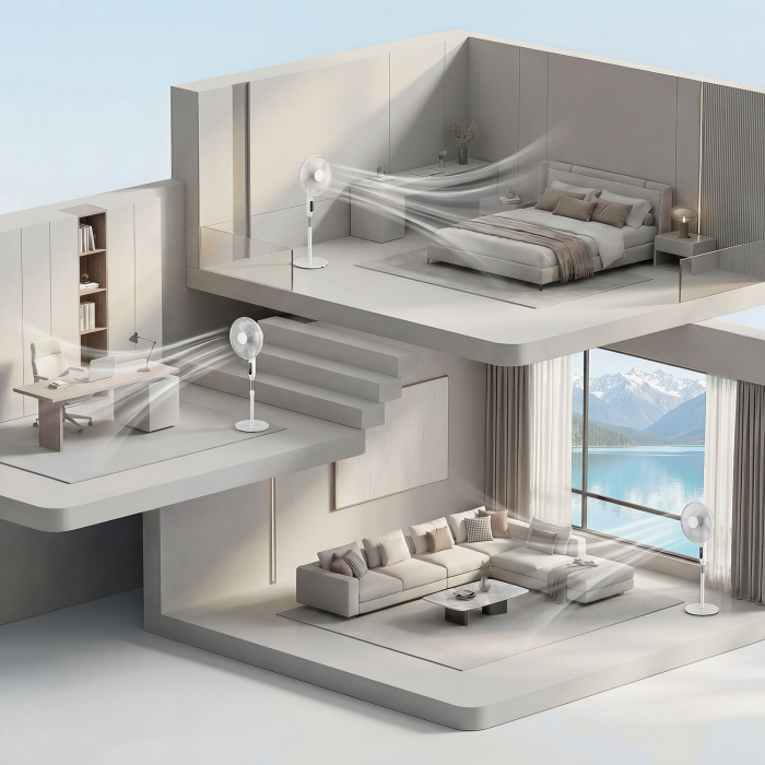  Ventilator pe Suport cu Telecomanda, Ventilator Vertical, Alb [9]