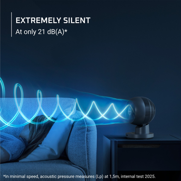 Ventilator pentru birou Rowenta Turbo Silence Compact 3D QV2540F1, 22 W, 3 moduri automate, 12 trepte de viteza, telecomanda inclusa, oscilatie multidirectionala, oprire automata, design compact, alba [4]