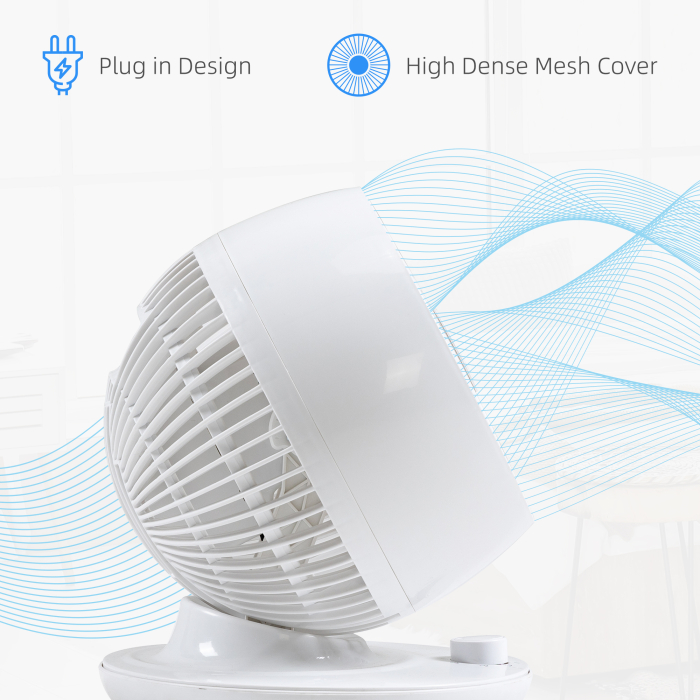  Ventilator pentru flux de aer cu 3 viteze, oscilare la 70° inclinare la 90°, ventilator personal de pus pe masa pentru camera de zi, dormitor, birou, negru si alb [7]