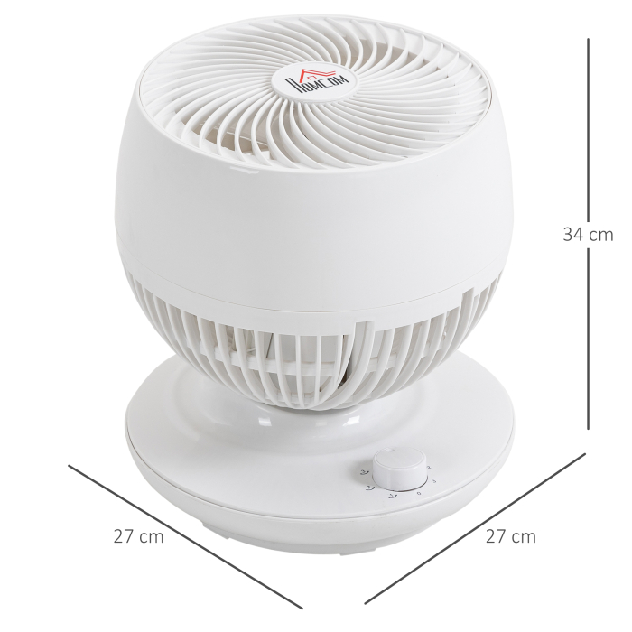  Ventilator pentru flux de aer cu 3 viteze, oscilare la 70° inclinare la 90°, ventilator personal de pus pe masa pentru camera de zi, dormitor, birou, negru si alb [3]