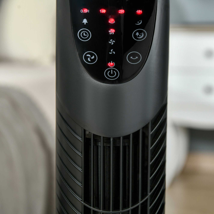  Ventilator Reglabil Oscilant cu 3 niveluri de viteza si Telecomanda de control de la distanta, Ф18x78.5cm Negru [9]