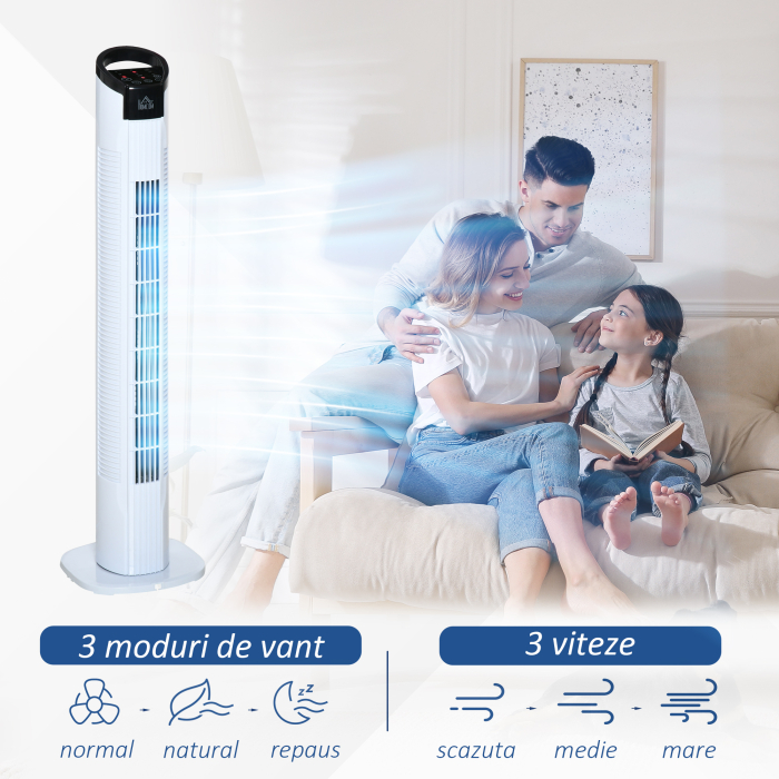  Ventilator tip Coloana cu Telecomanda Oscilatie 3 Functii 3 Viteze [5]