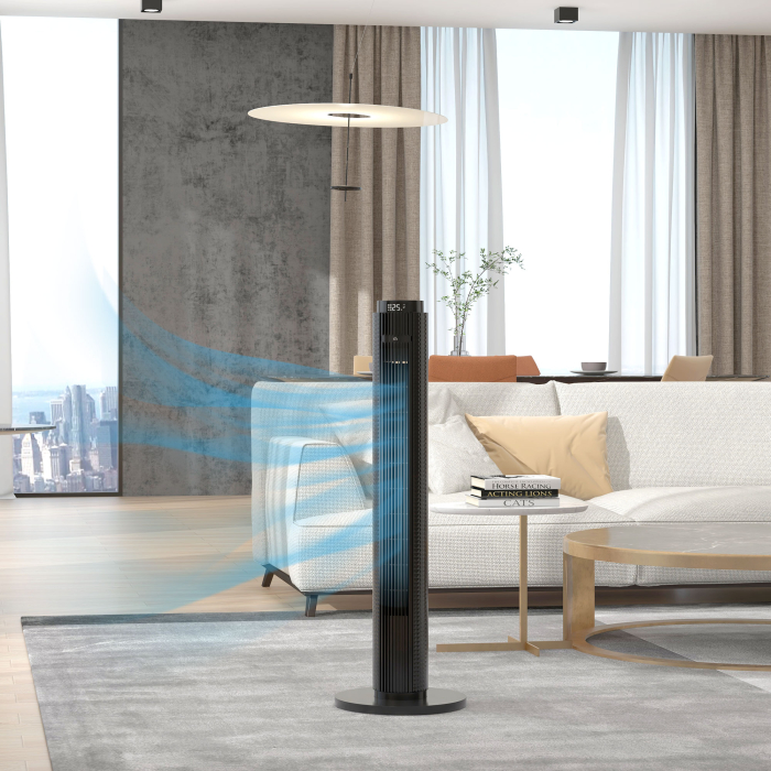  Ventilator turn 45W cu 4 moduri si 3 viteze, cu timer de 12h, din ABS, Ø31.5x96 cm, negru [2]