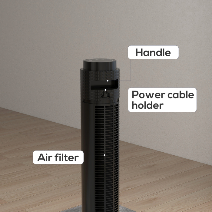  Ventilator turn 45W cu 4 moduri si 3 viteze, cu timer de 12h, din ABS, Ø31.5x96 cm, negru [8]
