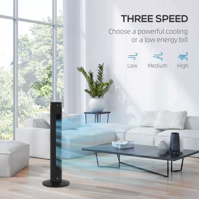  Ventilator turn 45W cu 4 moduri si 3 viteze, timer de 12h, din ABS, Ø31.5x93 cm, negru [4]