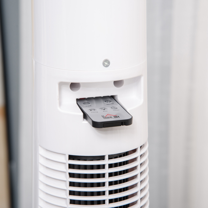 Ventilator Turn cu 3 Moduri si 3 Viteze cu Cronometru 12h, Ventilator de Podea ABS cu Telecomanda, Ø32x118.2 cm, Alb [9]