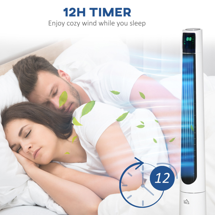  Ventilator Turn cu 3 Moduri si 3 Viteze cu Cronometru 12h, Ventilator de Podea ABS cu Telecomanda, Ø32x118.2 cm, Alb [6]