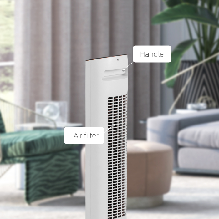 Ventilator turn  cu telecomanda, 3 viteze, mod de repaus, oscilatie, temporizator de 15 ore, afisaj LED, alb [8]