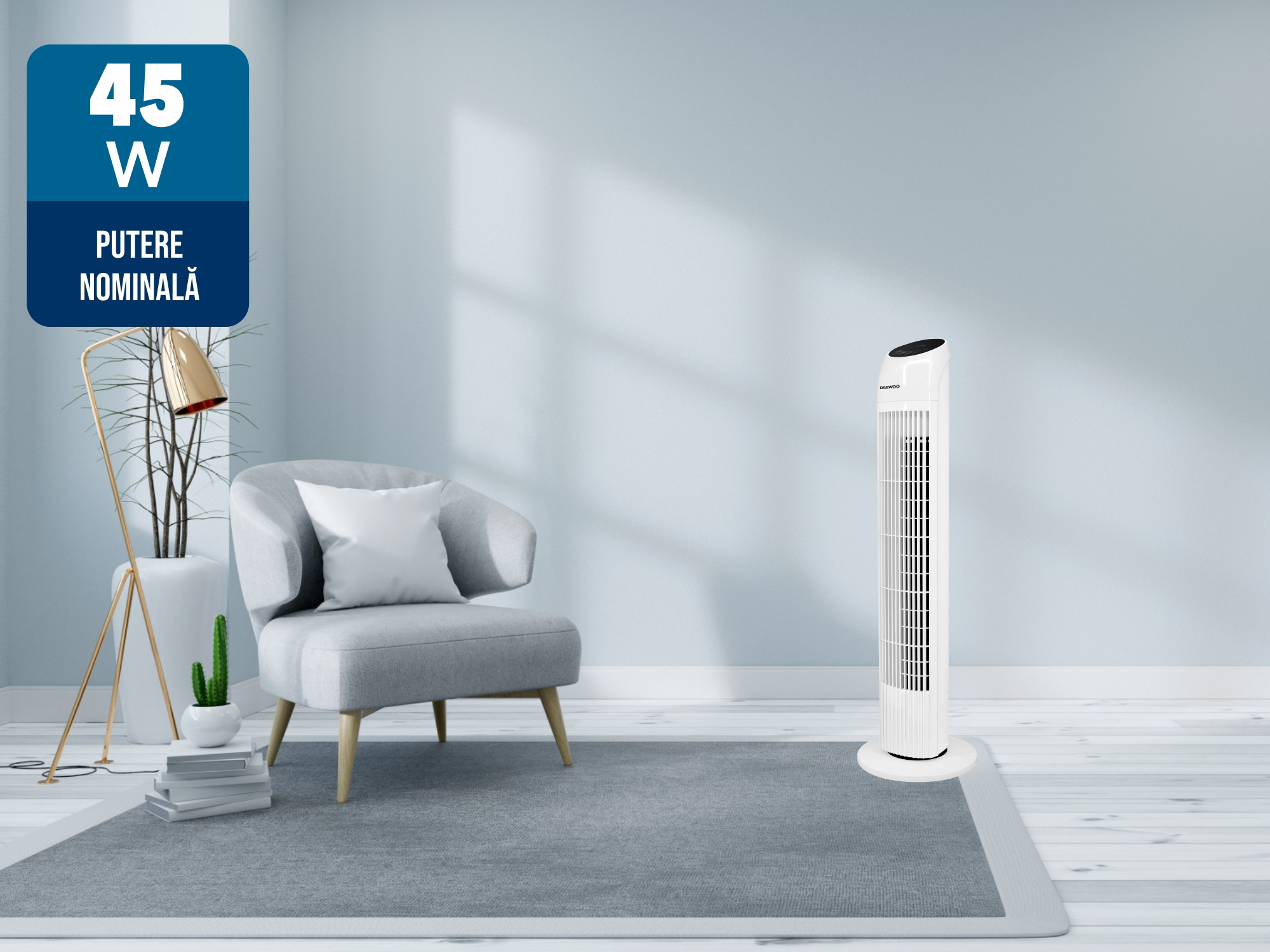 Ventilator turn Daewoo DDV300, montaj pe podea, tip utilizare rezidential, zona utilizare interior, alb [7]