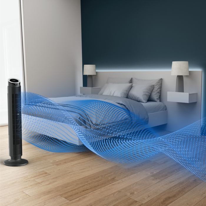Ventilator turn Rowenta Eole Silence Force VU7020F0, 8 trepte de viteza, motor Effitech®, timer 8 ore, functie de noapte, ecran LED, oprire automata, telecomanda inclusa, negru [6]