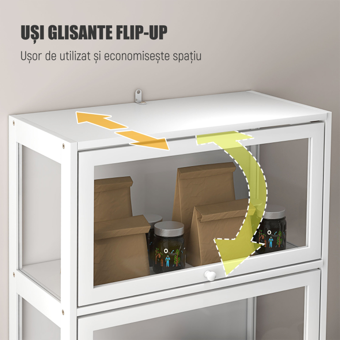  Vitrina Colectionari cu 4 Niveluri, Usi cu Balamale, Sistem Anti-Rasturnare, pentru Birou, Dormitor, 59 x 30 x 139 cm, Alb [4]