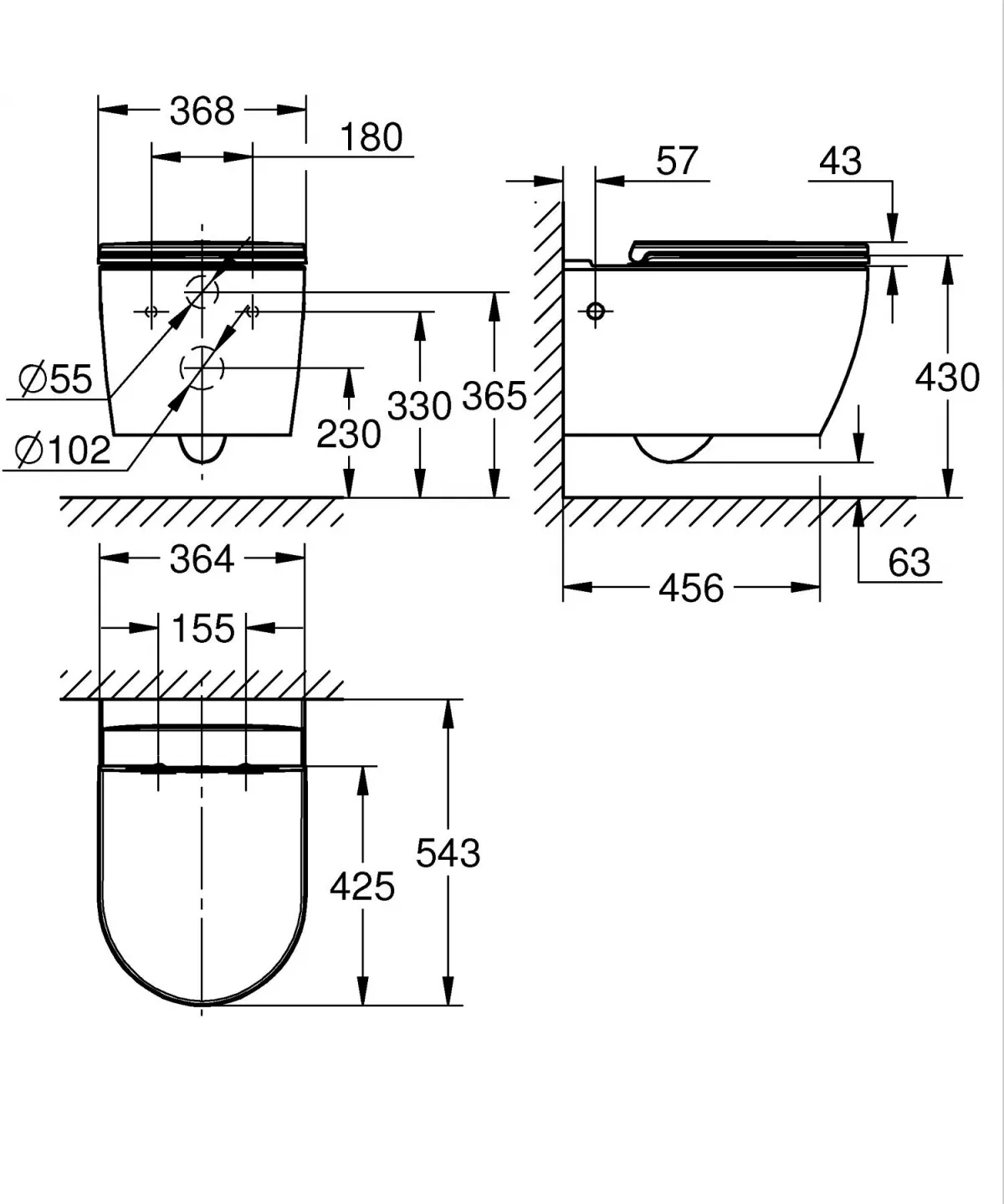 WC Grohe Bau Ceramic, suspendat, rimless, capac softclose, alb, 103860SH00 [16]