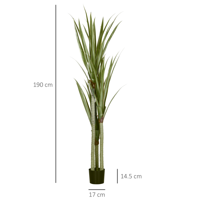  Yucca Artificiala 190cm Planta Artificiala cu 39 Frunze Decoratiune pentru Casa Living Birou Gradina Ø17x190 cm Verde [3]