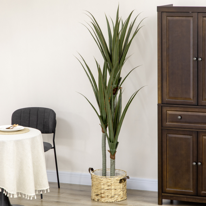  Yucca Artificiala 190cm Planta Artificiala cu 39 Frunze Decoratiune pentru Casa Living Birou Gradina Ø17x190 cm Verde [7]