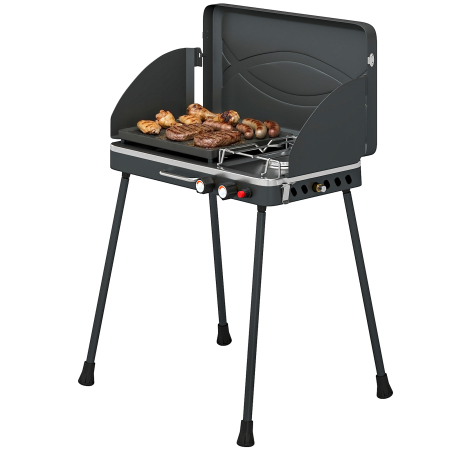  2-in-1 Portabil Gratar pe Gaz Propan, Grill si Aragaz, 7 kW, Negru [5]