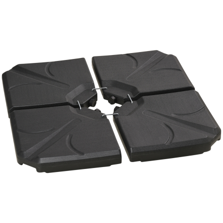 Prelate, pavilioane, umbrele terasa -  4 bucati baza de umbrela din plastic HDPE, umpluta cu apa si nisip pana la 18 kg, 103x103x8,3 cm, negru