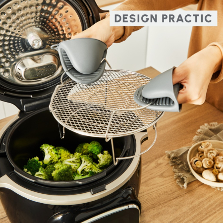 Accesoriu grill 2 in 1 Tefal XA60AD10, reversibil, compatibil cu multicookerele Tefal Cook4Me, Turbo Cuisine si One Pot, inox, seriile CY85xx, CY87x [4]