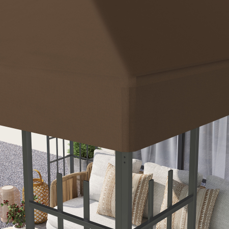  Acoperire pentru Foisor de Gradina 3x3 m din Material Oxford 600D cu Orificii de Drenaj, Maro [7]