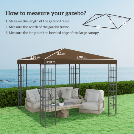  Acoperire pentru Foisor de Gradina 3x3 m din Material Oxford 600D cu Orificii de Drenaj, Maro [2]