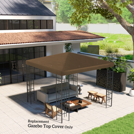  Acoperire pentru Foisor de Gradina 3x3 m din Material Oxford 600D cu Orificii de Drenaj, Maro [6]