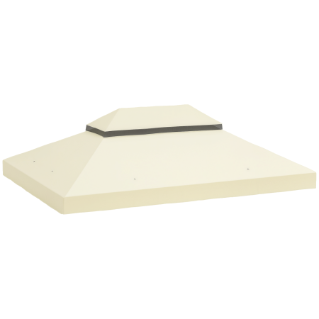 Gradina & balcon -  Acoperire pentru Foisor de Gradina 3x4 m cu 2 Niveluri din Material Oxford 600D cu Orificii de Drenaj, Alb-Crem