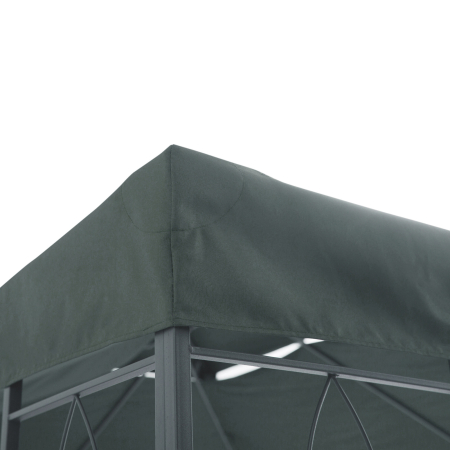 Acoperire pentru Gazebo 4x3 m cu 2 Niveluri din Poliester cu Curele si 10 Orificii de Drenaj, Gri Antracit [7]