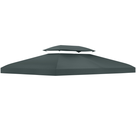 Gradina & balcon -  Acoperire pentru Gazebo 4x3 m cu 2 Niveluri din Poliester cu Curele si 10 Orificii de Drenaj, Gri Antracit