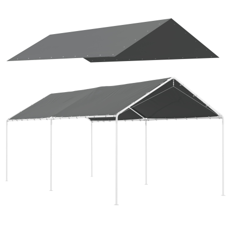 Prelate, pavilioane, umbrele terasa -  Acoperis de Carport 10 x 20ft, Prelata Rezistenta la UV cu Corzi Elastice, Gri inchis