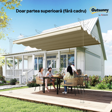  Acoperis de inlocuire pentru Pergola Gazebo cu 10 Gauri de Drenaj, Husa Pergola din Poliester Respirabil, 250x255 cm, pentru Pergola de Gradina 3x3m, Bej [7]