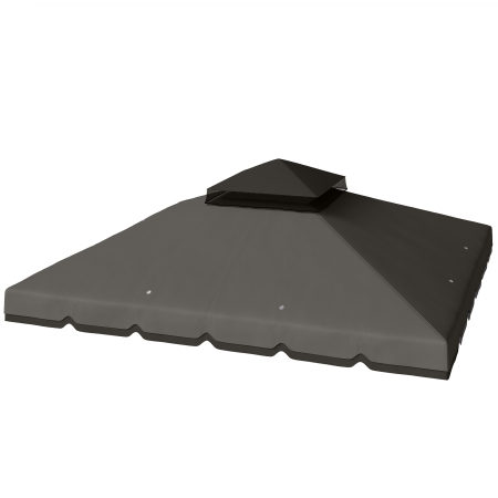 Prelate, pavilioane, umbrele terasa -  Acoperis de Rezerva pentru Pavilion 3x3 m de Gradina, Husa pentru Pavilion cu Doua Nivele Rezistenta la Apa din tesatura 180g/㎡ Anti-UV 30+ cu 8 Orificii de Drenaj, Gri
