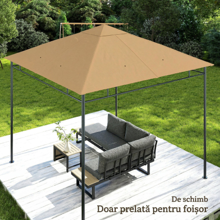  Acoperis de rezerva pentru pavilion 3x3m din poliester cu orificii de ventilatie si gauri pentru drenaj, bej [8]
