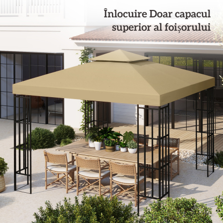  Acoperis de Rezerva pentru pavilion de Gradina Panza de Rezerva pentru pavilion tonel Tenda 3 x 3 m Bej [6]